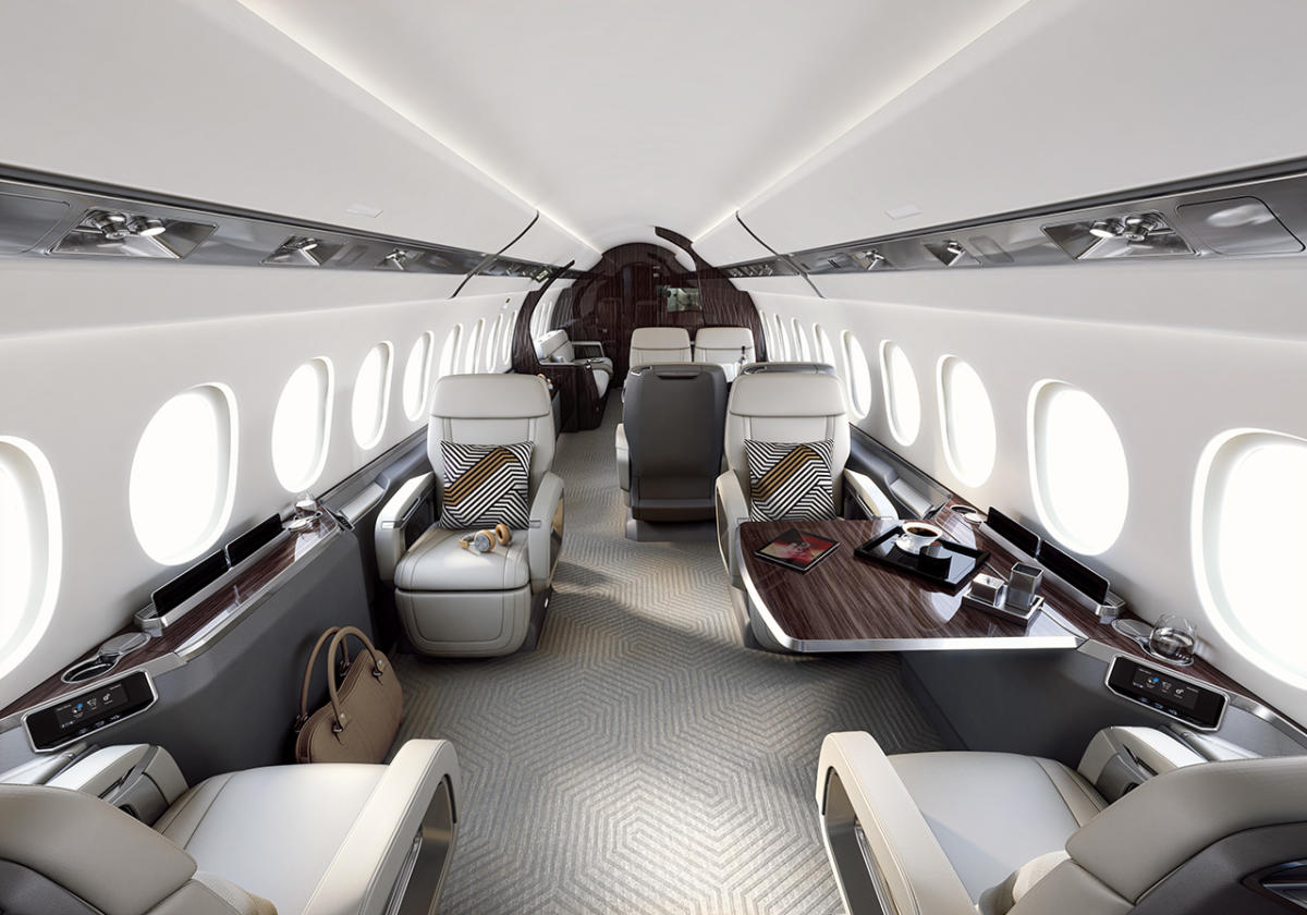 Dassault Falcon 6X cabin for Atlantic City charter